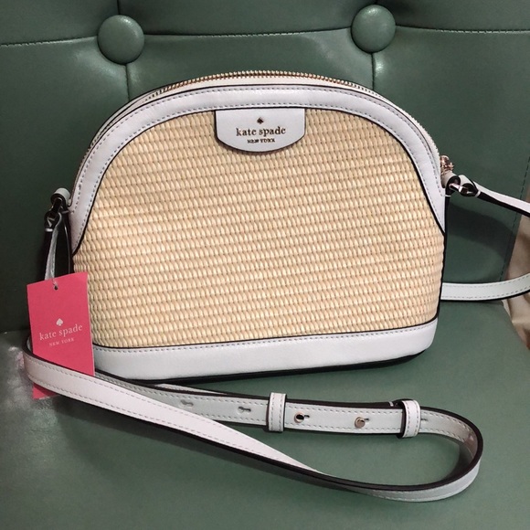 kate spade Bags Kate Spade Reilly Dome Straw Crossbody White Poshmark